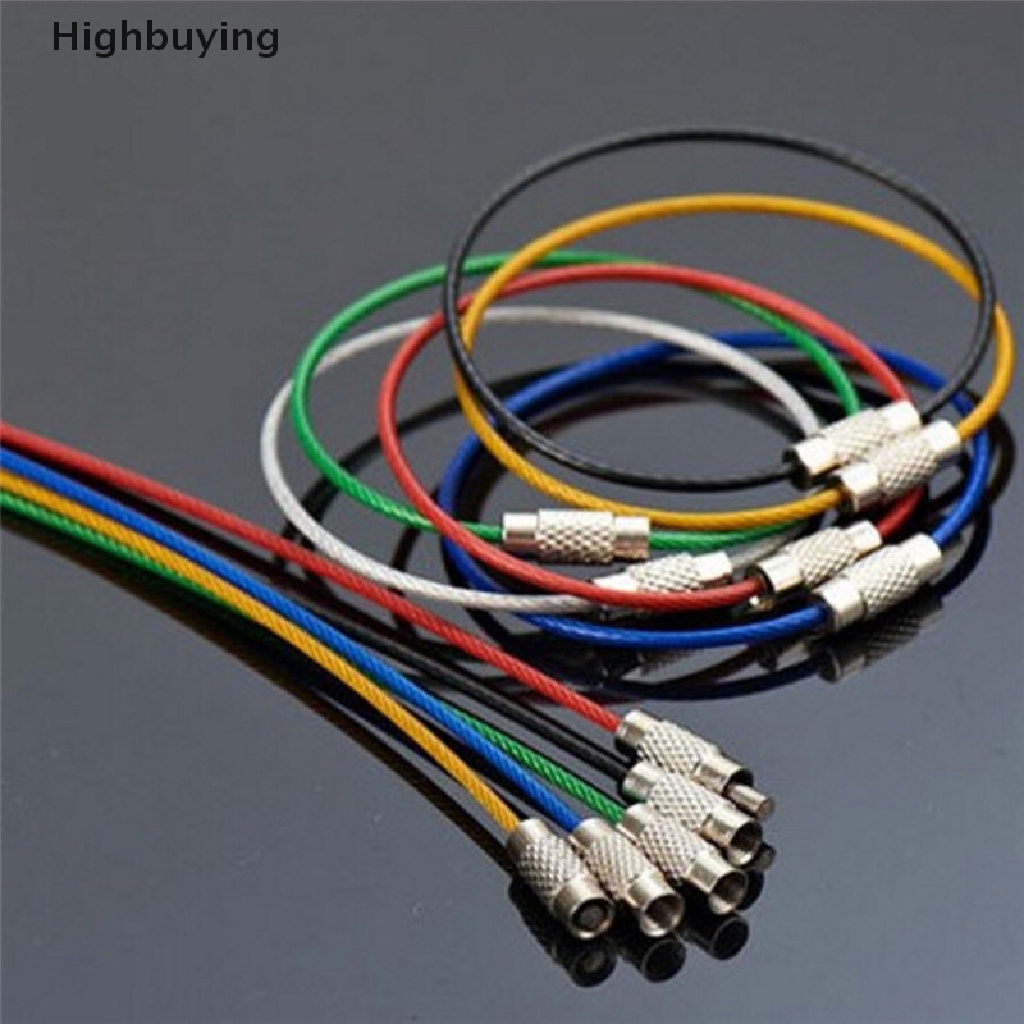 Hbid 5PCS Kawat Stainless Steel Gantungan Kunci Kabel Key Ring Chains Outdoor Hiking Fashion Glory