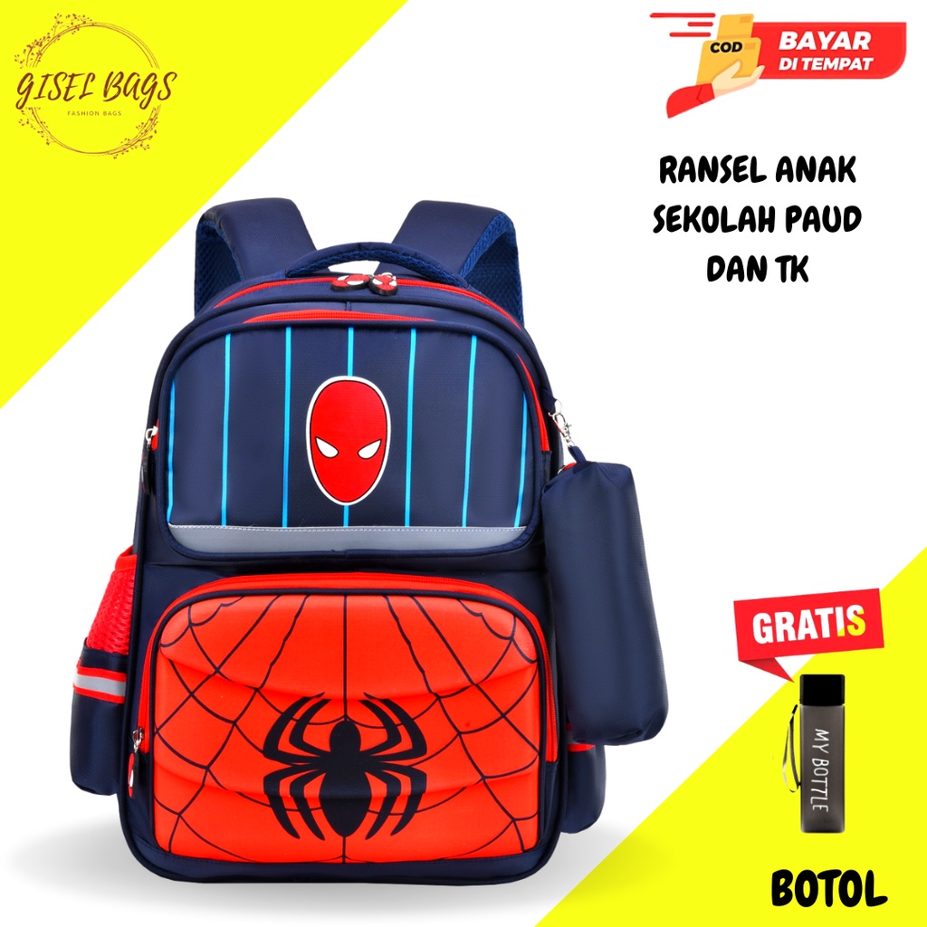 Tas sekolah anak laki laki paud dan tk import gambar timbul 3D waterproof