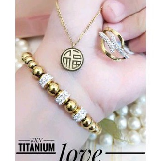 Titanium Set Perhiasan Wanita Dewasa Terbaru Gold Cantik Import 701aa