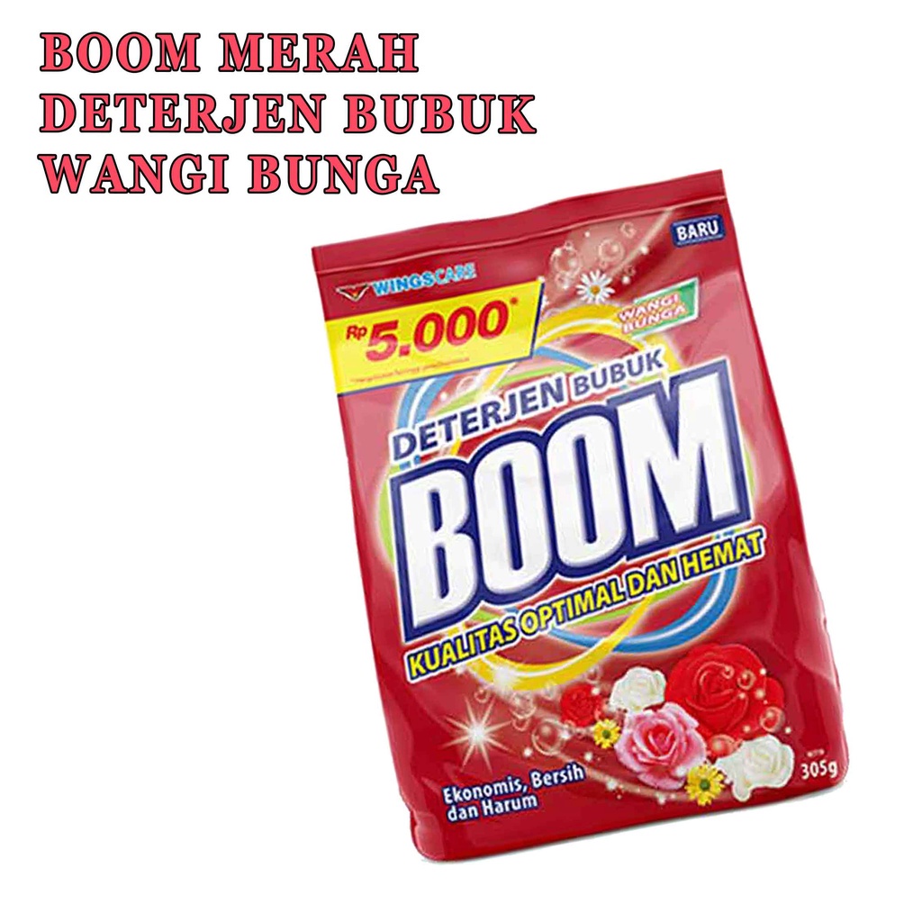 Deterjen Bubuk* Boom Merah* Extra Wangi Bunga* Deterjen Ekonomi 280g