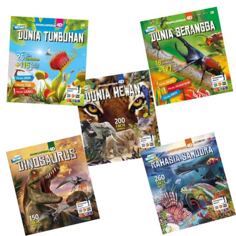 Buku Wow Ensiklopedia 4D Keajaiban Dunia Rahasia Samudra Dinosaurus Dunia Tumbuhan Serangga Hewan
