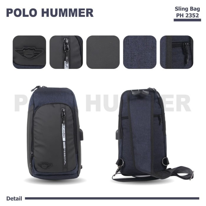 [KLIKTAS] Tas slempang Pria impor Polo Hummer - PH 3252- sling bag USB