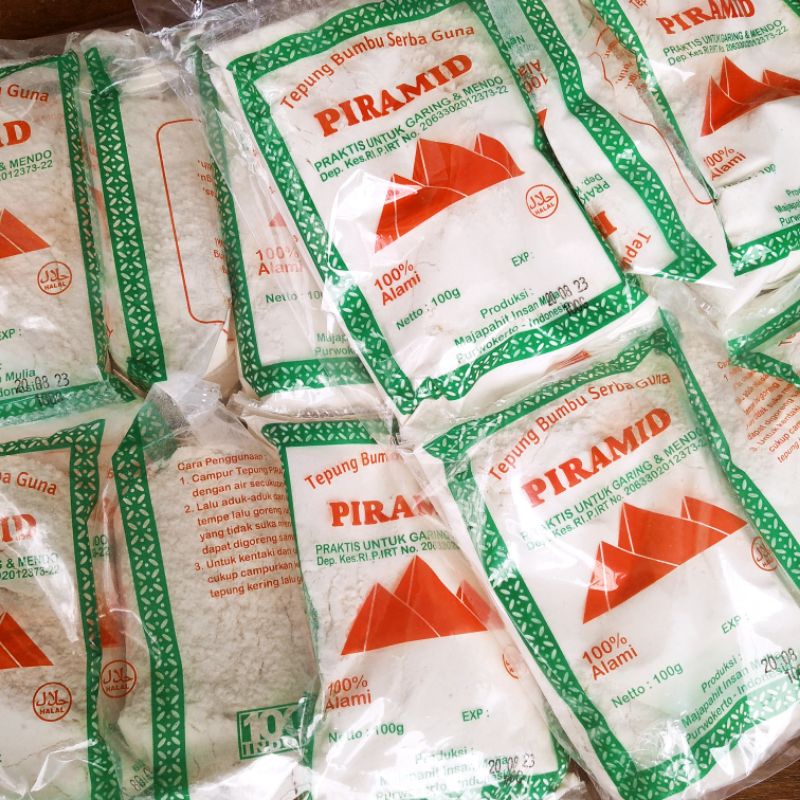 

Tepung Mendoan Piramid Bumbu Instan Serba Guna 1 Pack Isi 10 Bungkus