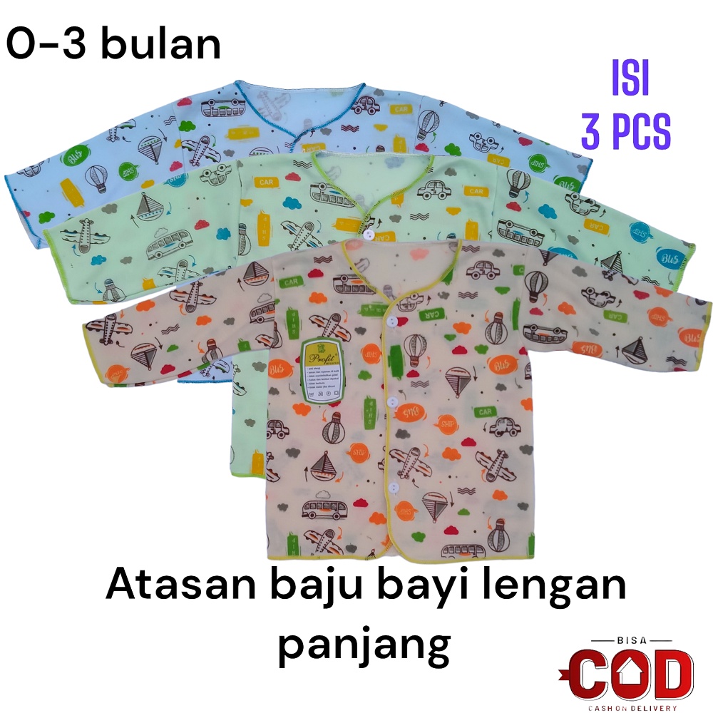 Perlengkapan Bayi Isi 3 Pcs Baju Bayi Baru Lahir Motif Sablon Pulprint