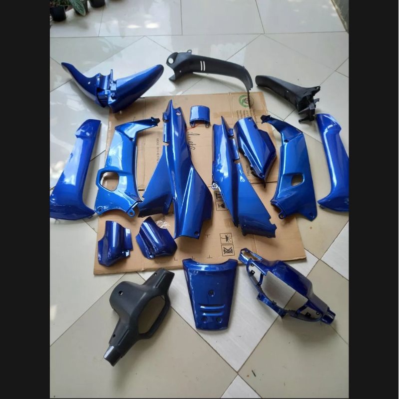 full set halus kasar honda supra x lama warna biru / body supra x biru