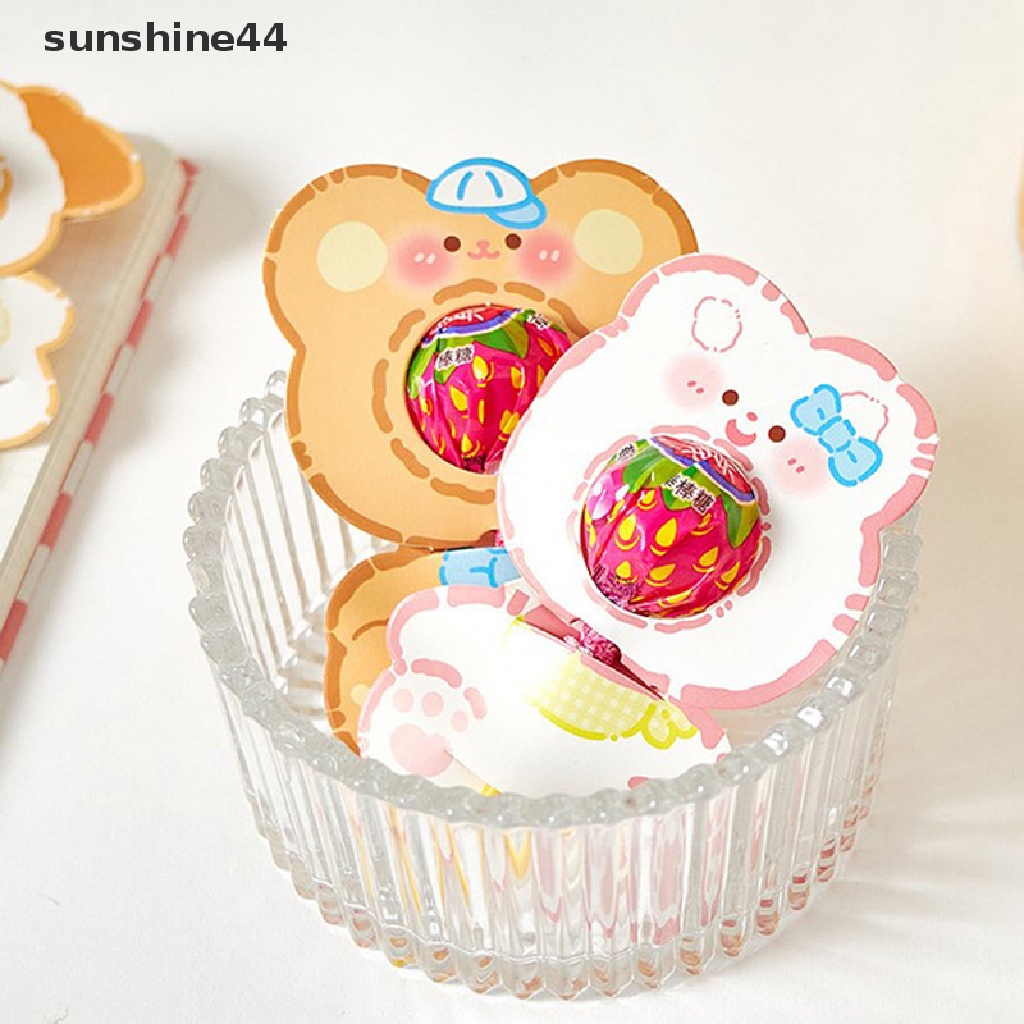 Sunshine 10Pcs Lucu Hewan Bebek Beruang Permen Lolipop Dekorasi Kartu Perlengkapan Pesta.