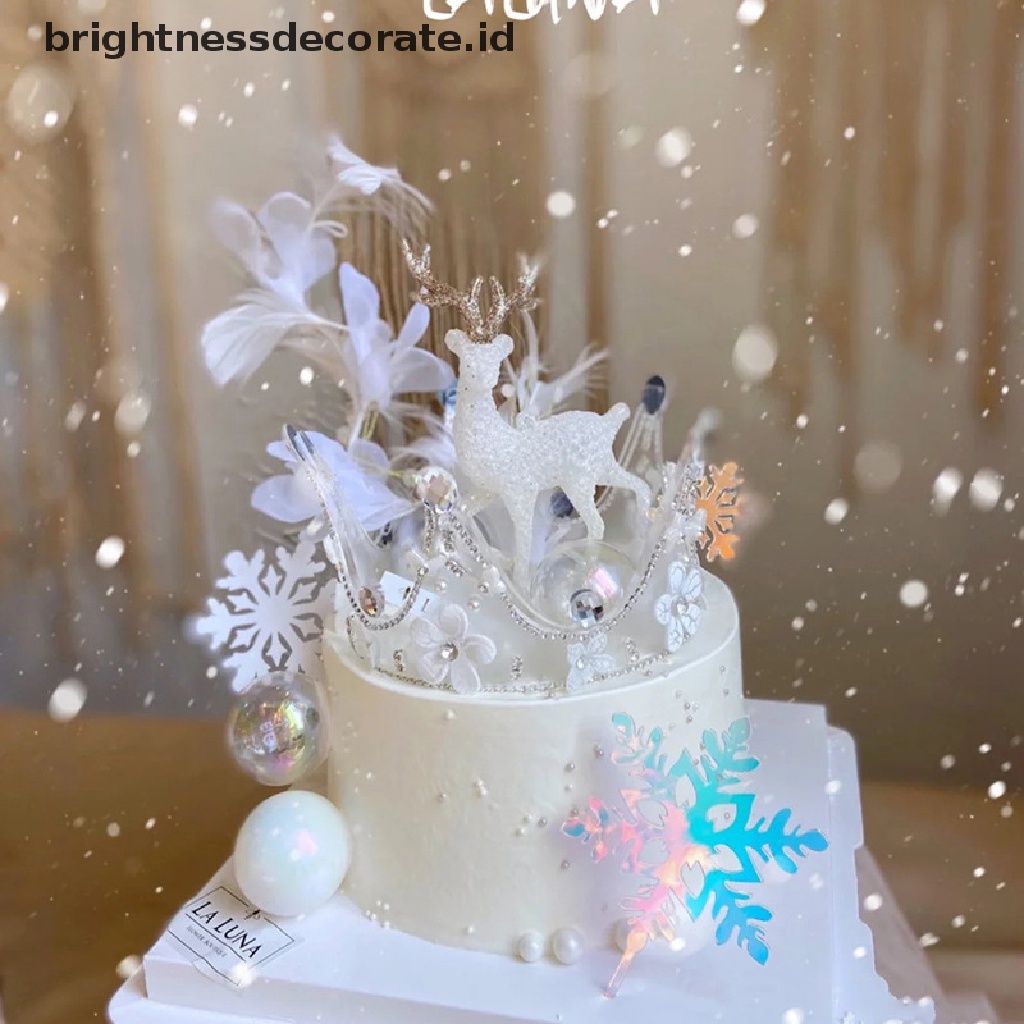 [Birth] Natal Rusa Kristal Deer Cake Dessert Hiasan Meja Xmas Home Decor Gift [ID]
