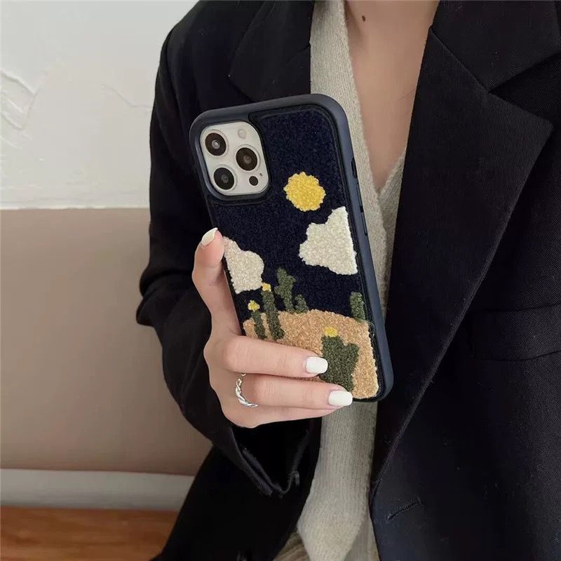 CASE BACK SOFT BLUDRU WOOL KNIT CASE IPHONE 14PROMAX 14PRO 14PLUS 14 13 PROMAX 13 PRO 13 12 PROMAX 12 PRO 12 11 PROMAX 11 XSMAX XR X XS MOTIF BUNGA TULIP KAKTUS MATAHARI ULTRA