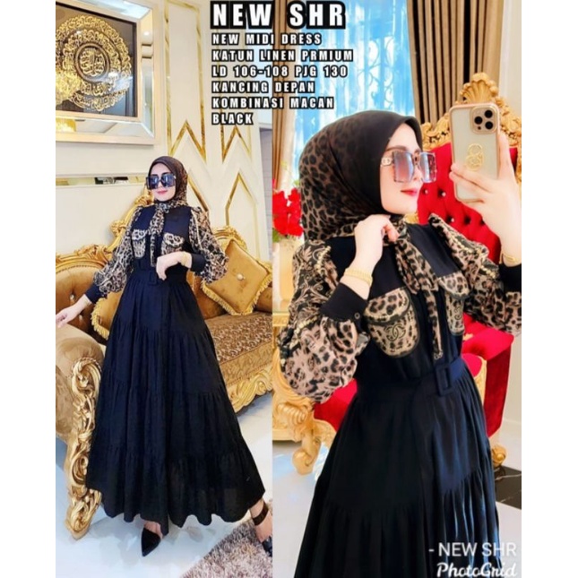 DRESS MIDI SHR POLOS KOMBINASI MACAN ORI