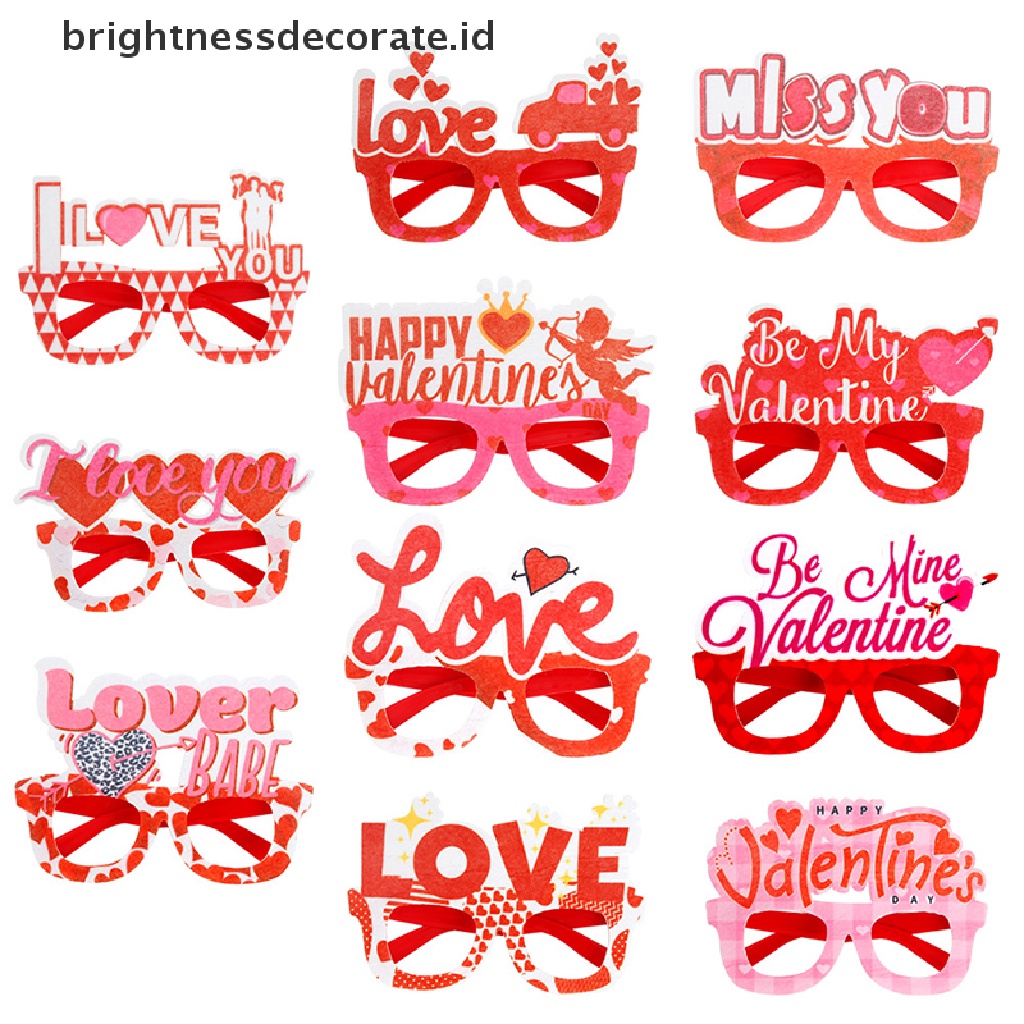 [Birth] Valene's Day Glasses Party Decoration Artikel Love Eyeglasses Frame Decoration Festival Party Properti Fotografi [ID]