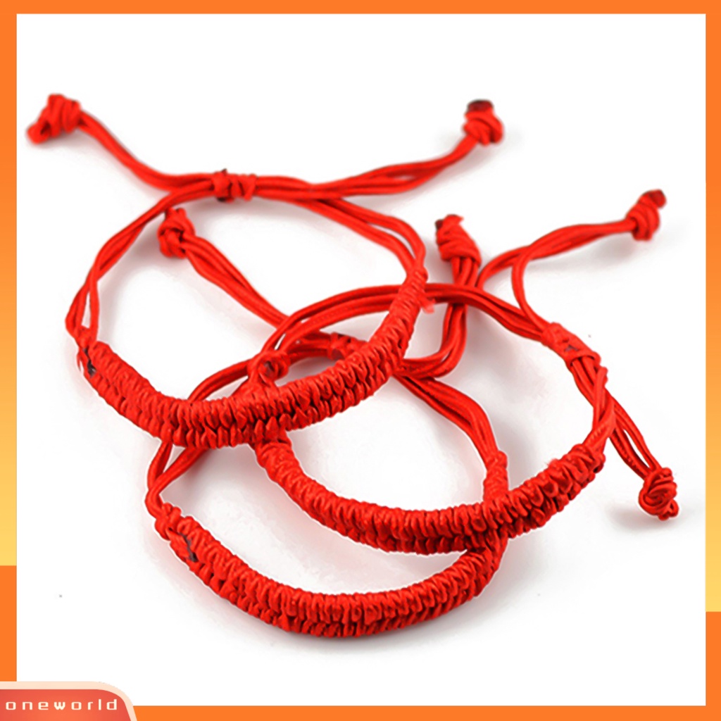 {oneworld} Gelang Gaya China Tali Merah Kepang Perhiasan Handmade Adjustable Bangle Untuk Unisex