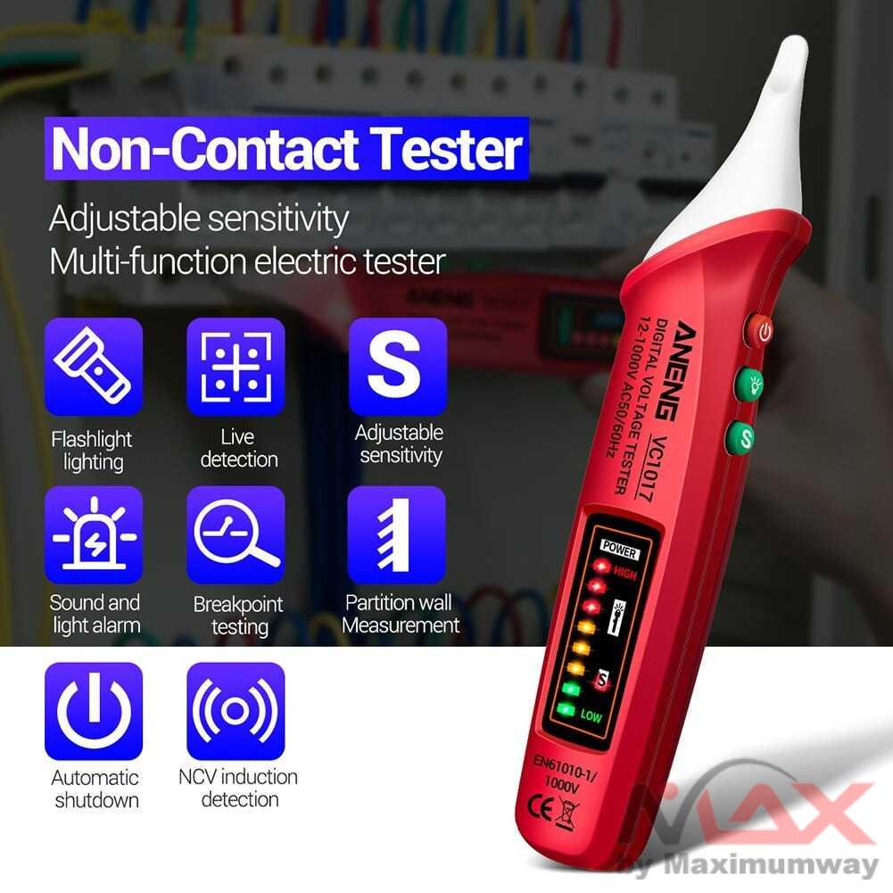 ANENG VC1017 Tespen Induksi Tester Non Contact AC Voltage Alert Detector 12V-1000V tes pen arus list