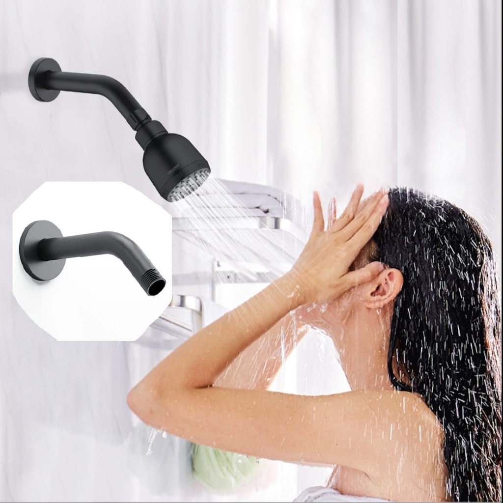 Tiang Shower Hitam 15cm Stainless 15H Pipa Shower Tanam Tembok 15cm Wall Shower Arm Pipe Stainless BLack