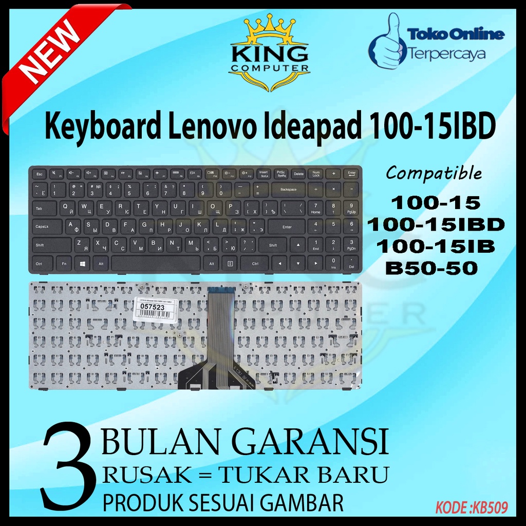 Keyboard LENOVO Ideapad 100 15 100-15 100-15IBD 100-15IB B50-50 HITAM