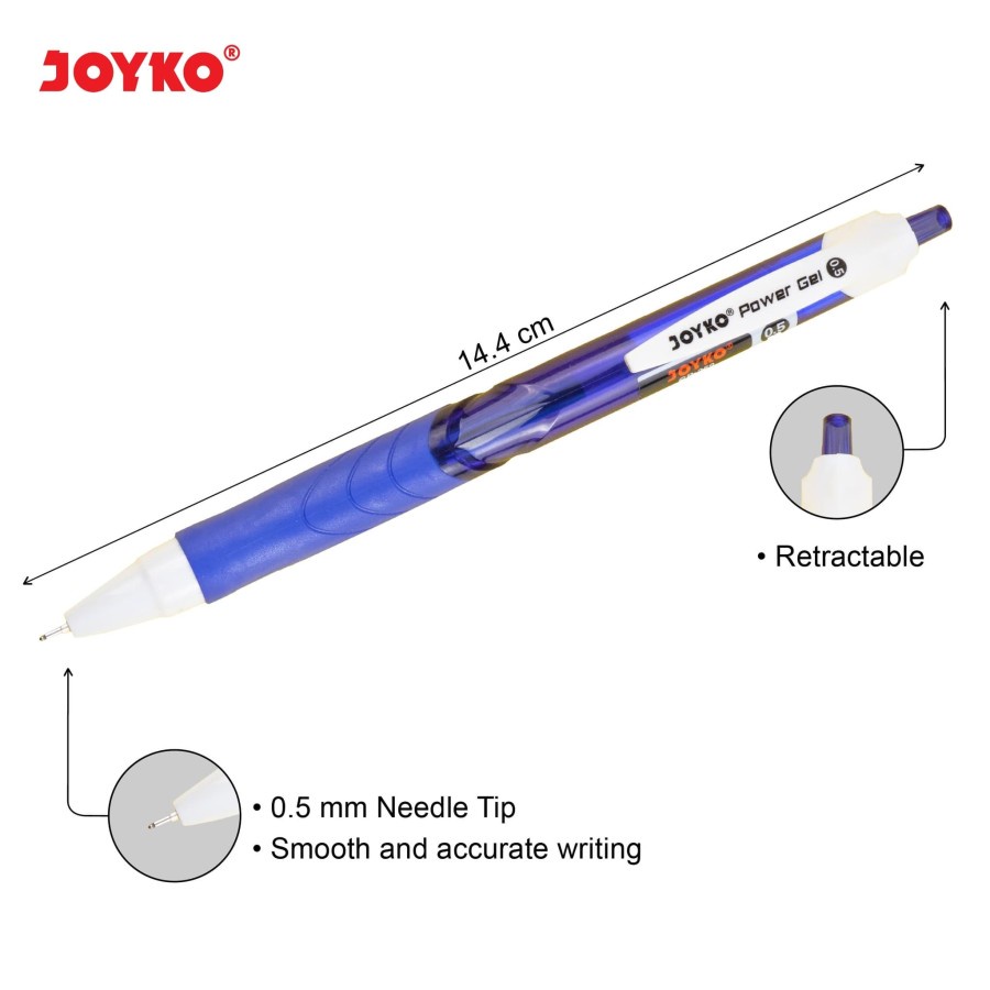 Gel Pen / Pulpen / Pena Joyko GP-259 / Power Gel / 0.5 mm / Hitam