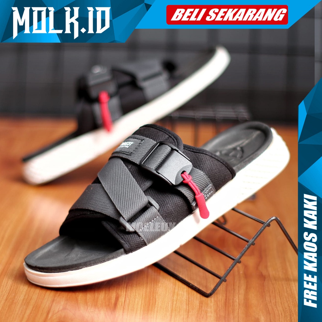 MOLK Sandal Slop Pria Kekinian Original Distro Sendal Slide Cowok Keren Simple Murah Trendy