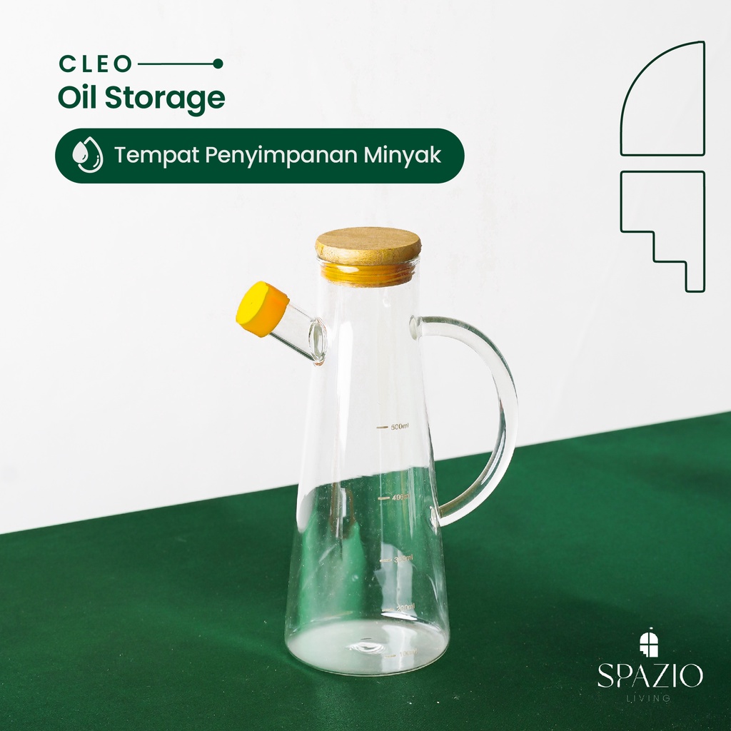 [SPAZIO] CLEO Oil Storage Tempat Penyimpanan Minyak Estetik Botol Kaca Wadah Penyimpanan Minyak Kaca