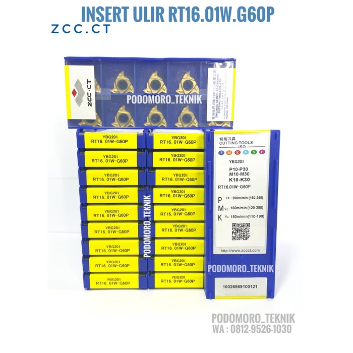 Insert Bubut Ulir Luar Zcc-Ct Ybg 201 Rt16 01W-G60P