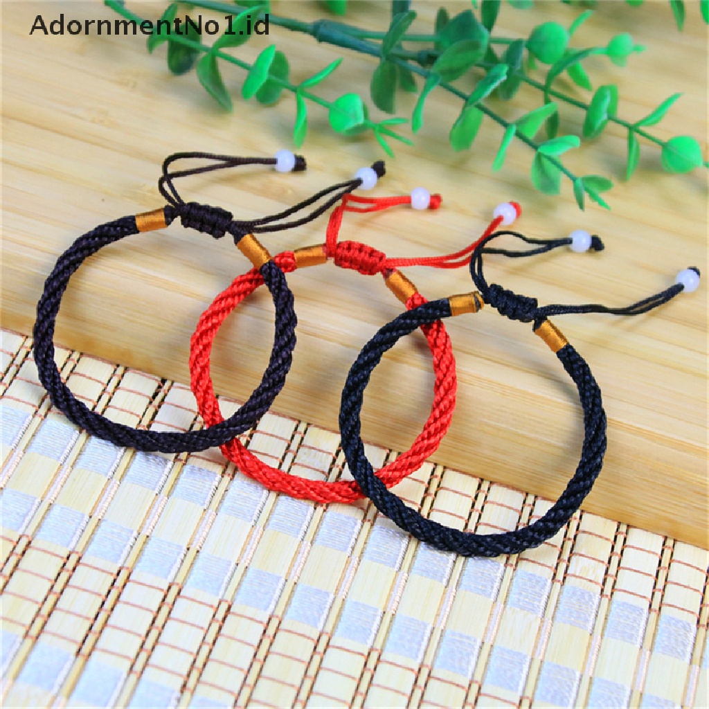 [AdornmentNo1] Wanita Beruntung Buatan Tangan Dikepang Pasangan Braclet Adjustable Lucky Red String Bracelet [ID]