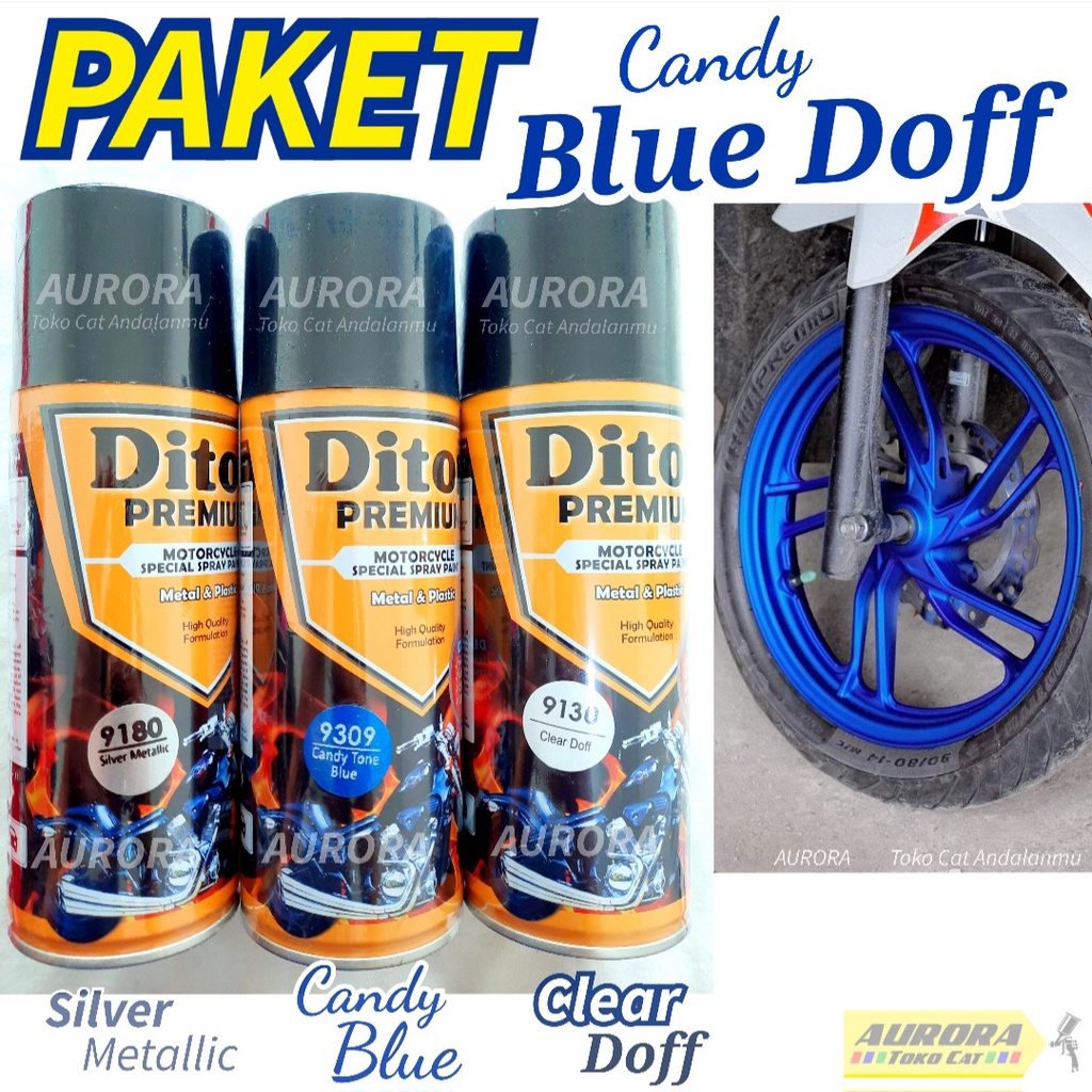 PAKET Candy Blue Doff Diton Premium Silver Metalik 9180 + Candy blue 9309 + Clear doff 9130