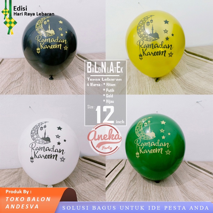 Balon latex Ramadan Kareem / Balon Latex lebaran sablon idul fitri / balon hari raya idul fitri