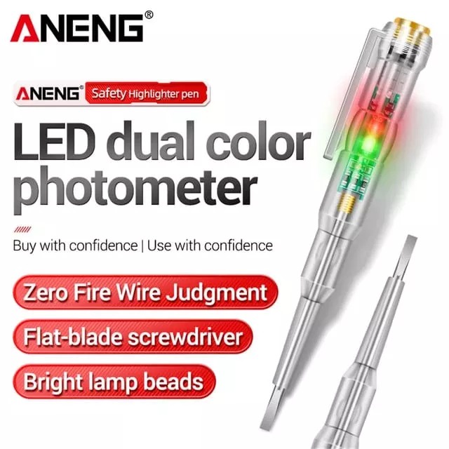 ANENG Obeng Tespen Tester Pen with Indicator Dual LED - B13 - Transparent