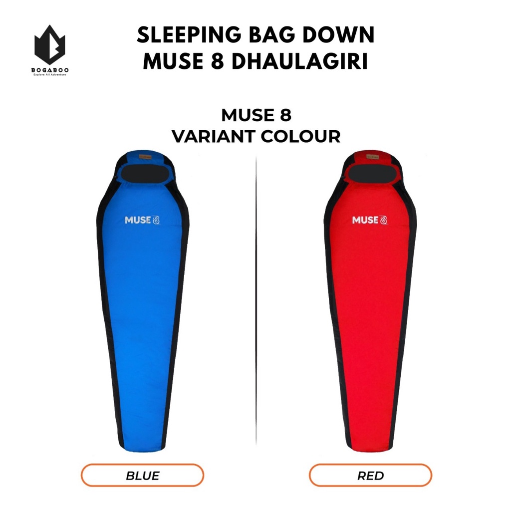 Sleeping Bag Dhaulagiri Down Muse 8 -Sleeping Bag Bulu Bebek Putih Extra Hangat -  Kantung Tidur Kompres Sistem -  Bulu Bebek