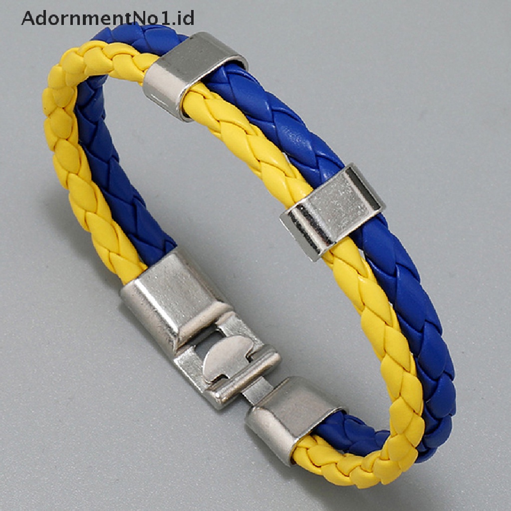 [AdornmentNo1] Couple Gelang Anyaman Multi-layer Biru Dan Kuning Gelang Warna Bendera [ID]