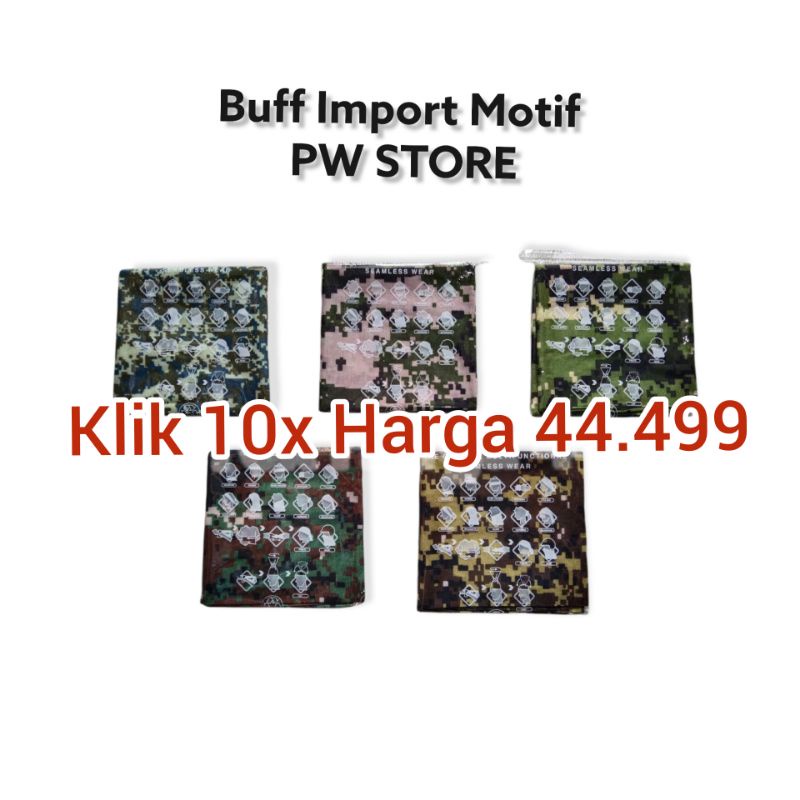 1 Lusin [12Pcs] Masker Buff / Baff / Bandana Masker Motor Multifungsi Hitam Dan Motif Termurah [BUFF IMPORT]