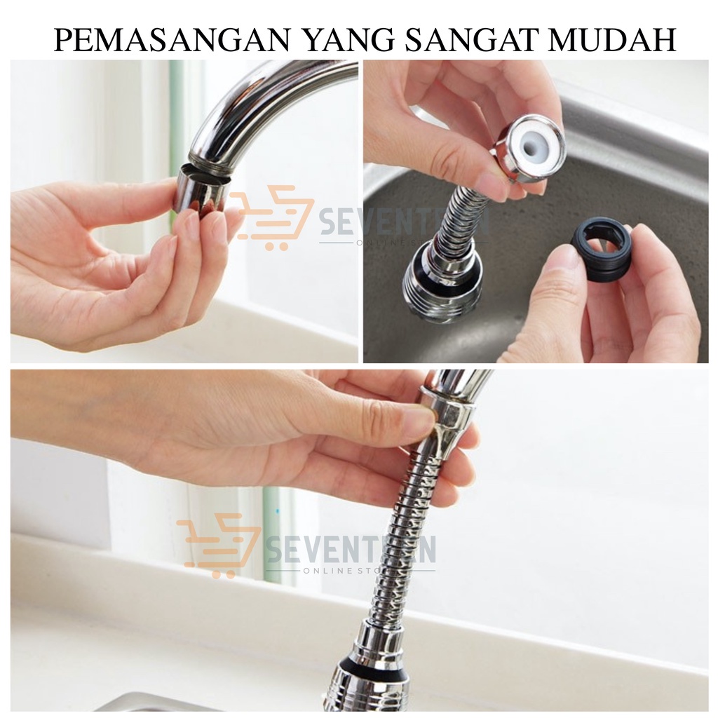 2 Mode Keran Air 360 nozzle spray Hemat Air 60% Multifungsi Kamar Mandi Dapur Wastafel Sambungan Kran 3 Mode