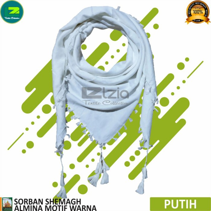 Sorban Almina Motif Jagung Sorban Haji Umroh Sorban Murah Bagus - Putih (Q9L3) Premium Kekinian Hita