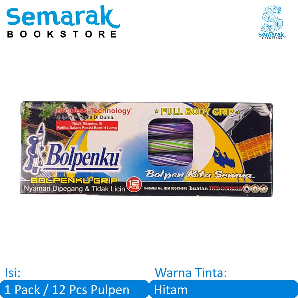 

Bolpenku Grip Pulpen Murah Motif Ulir - Hitam [1 Pack / 12 Pcs]