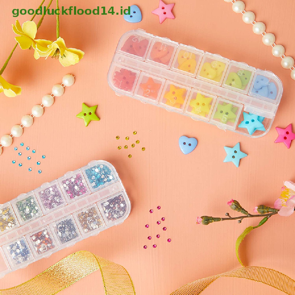 [GOOGFOUR] 12cells Plastik Bening Nail Art Decor Tempat Penyimpanan Wadah Permata Kotak Perhiasan [TOP]