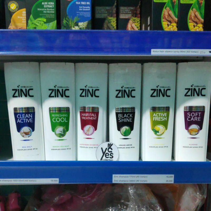 Zinc Shampoo 340 ml Kemasan Botol Besar Clean Active Cool Men Sampo Perawatan Rambut