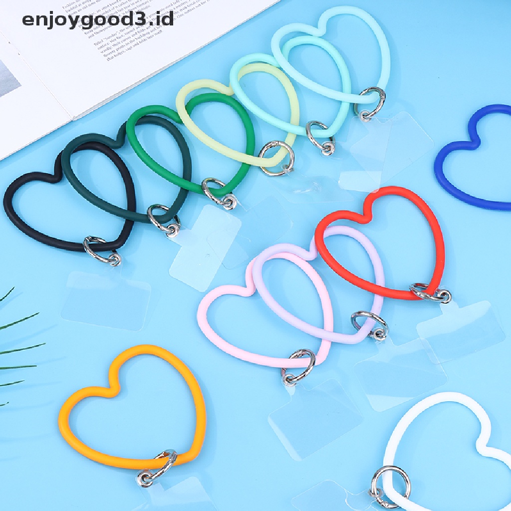 [Rready Stock] Universal Silikon Lucu Cinta Hati Liontin Gelang Telepon Gelang Anti Hilang (ID)