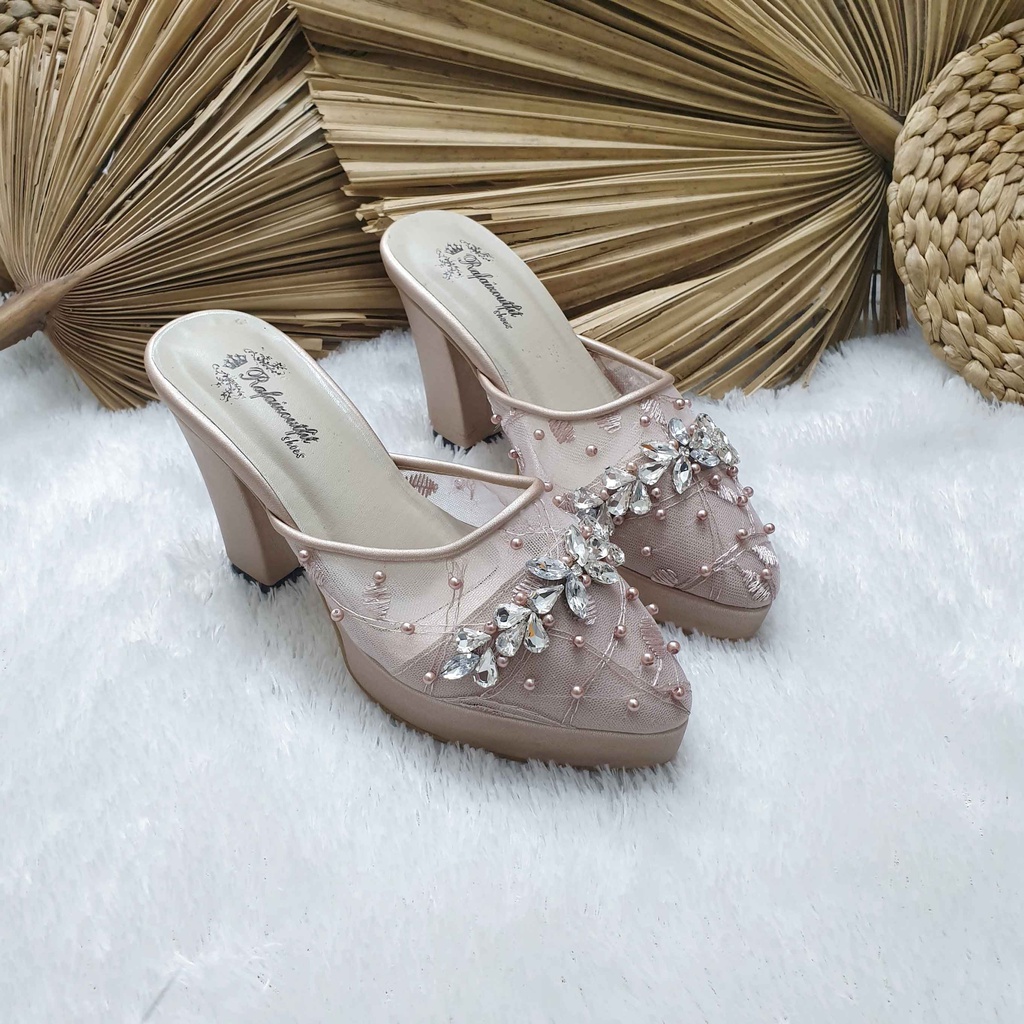 Sepatu wedding pesta cantik Dhanda rosegold hak 9 cm tahu