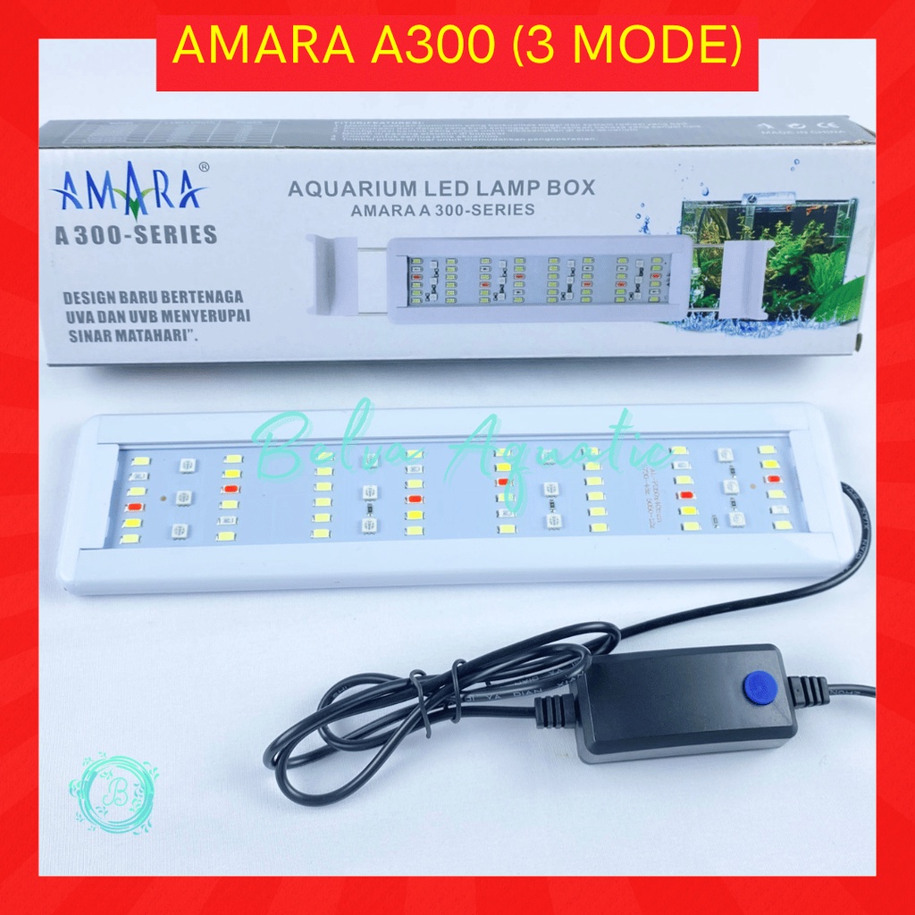 AMARA A300 Lampu Gantung Aquarium Ganti Warna 3 Mode LED Atas 6 Baris WRGB Pink Akuarium Aquascape Ikan Fish Tank RGBW Putih Merah Biru Hijau