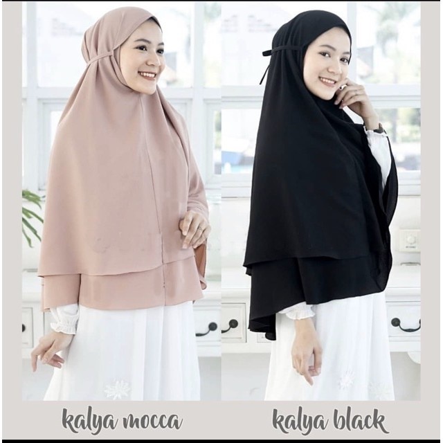 Jilbab Hijab Bergo khimar Instan Daily Syari Non Ped Tali Dua Layer Kalya Jumbo Bahan Diamondcrepe