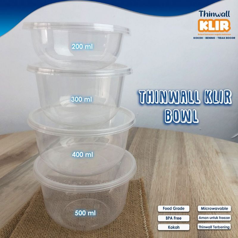 Thinwall BULAT 500ml + tutup cup puding pudding / BOWL mangkok plastik 500 ml  [25 PCS]