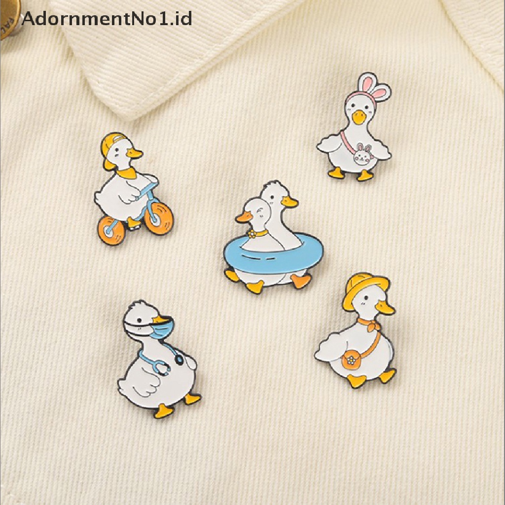 [AdornmentNo1] Hewan Yang Indah Enamel Pin Custom Bebek Angsa Belanja Berenang Bersepeda Bros Tas Kerah Pin Kartun Lucu Lencana Perhiasan Hadiah Untuk Anak [ID]