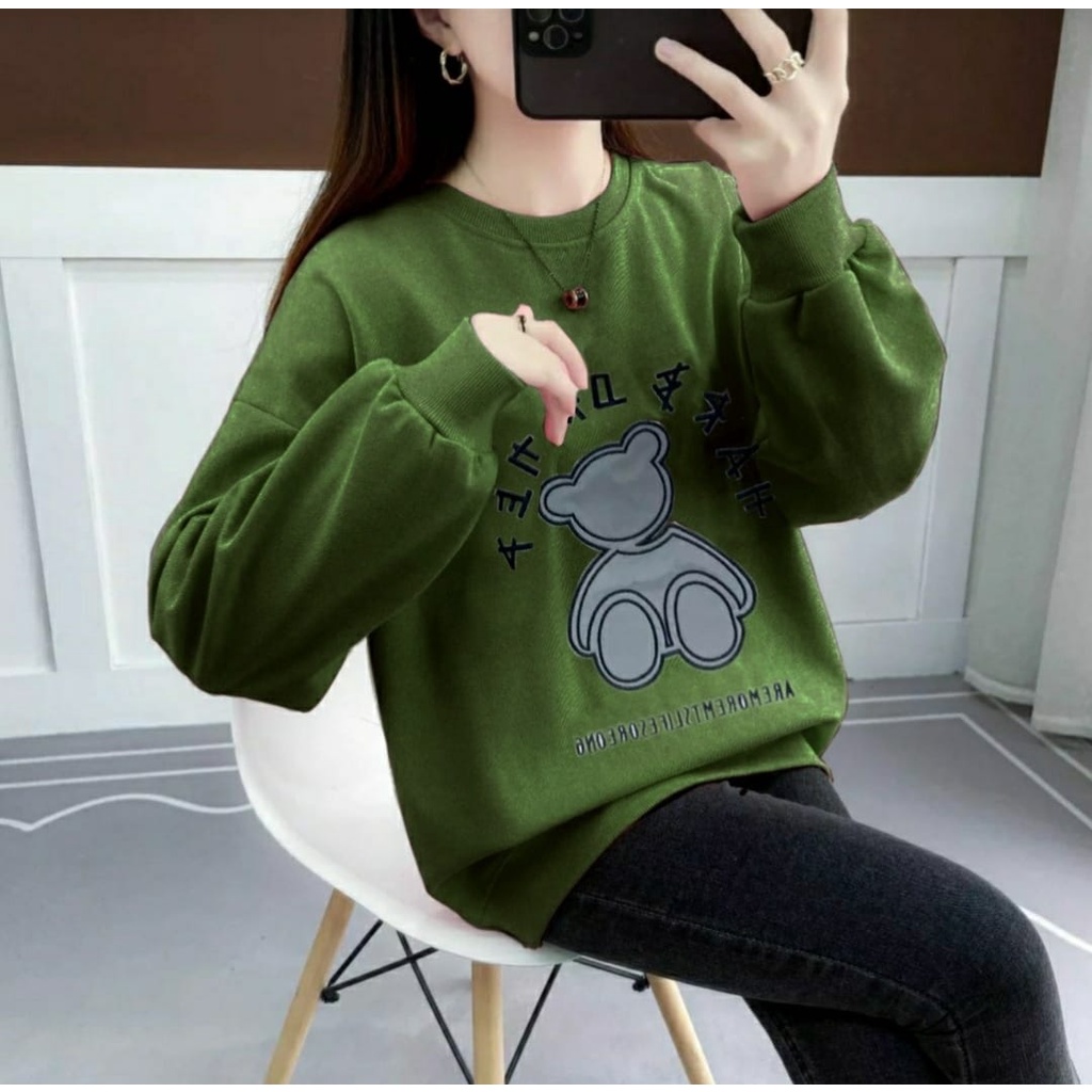 3 UKURAN L XL XXL SWEATER AURORA FASHION PAKAIAN WANITA ATASAN  BAHAN BABYTERRY FEHM