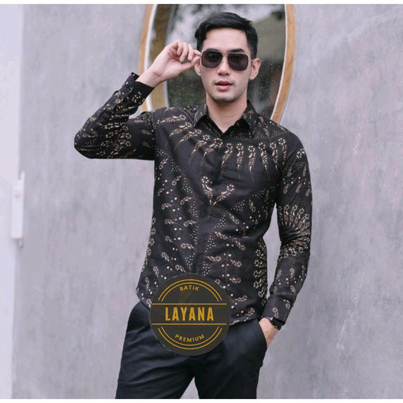 Kemeja Batik Raja Suhita Hitam Slimfit Premium Baju Formal Nonformal Lapis Puring Erro