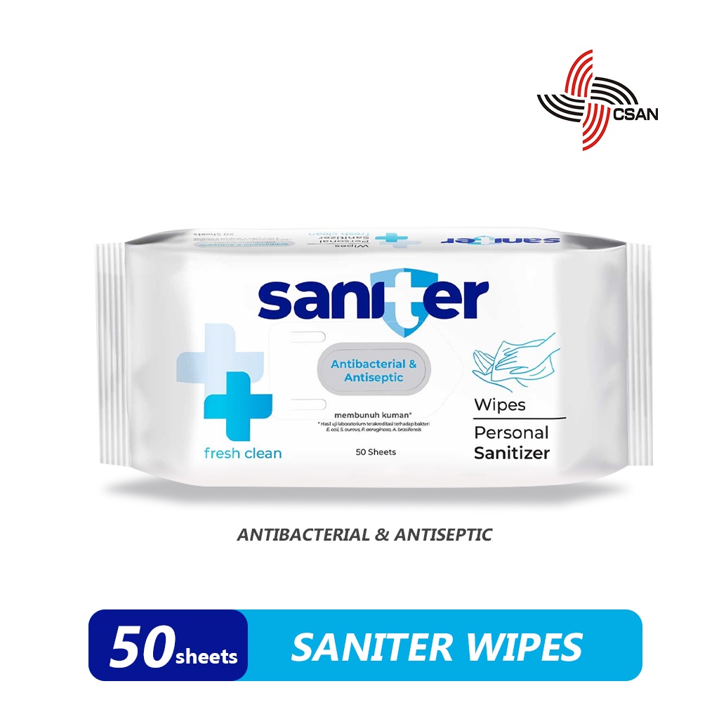 Saniter Personal Wipes Fresh Clean 50s, Tisu Basah Saniter