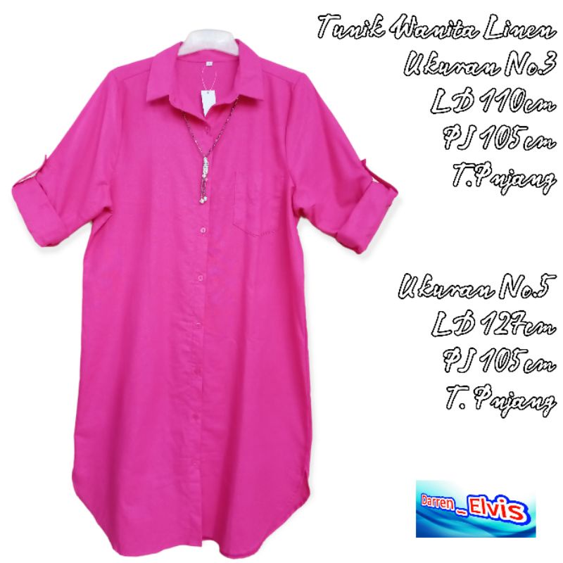 Tunik Linen Wanita Pink Polos