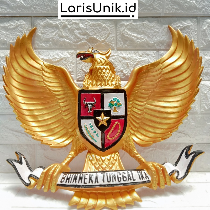 Hiasan Dinding Garuda Pancasila Lambang Negara 3 Dimensi Fiber Logo Burung Garuda Gold Timbul Cekung