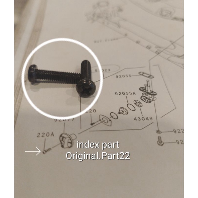 Baut Knob Kran Bensin Kawasaki Athlete 125 KGP Original Kawasaki Screw Pan Cros 4×16