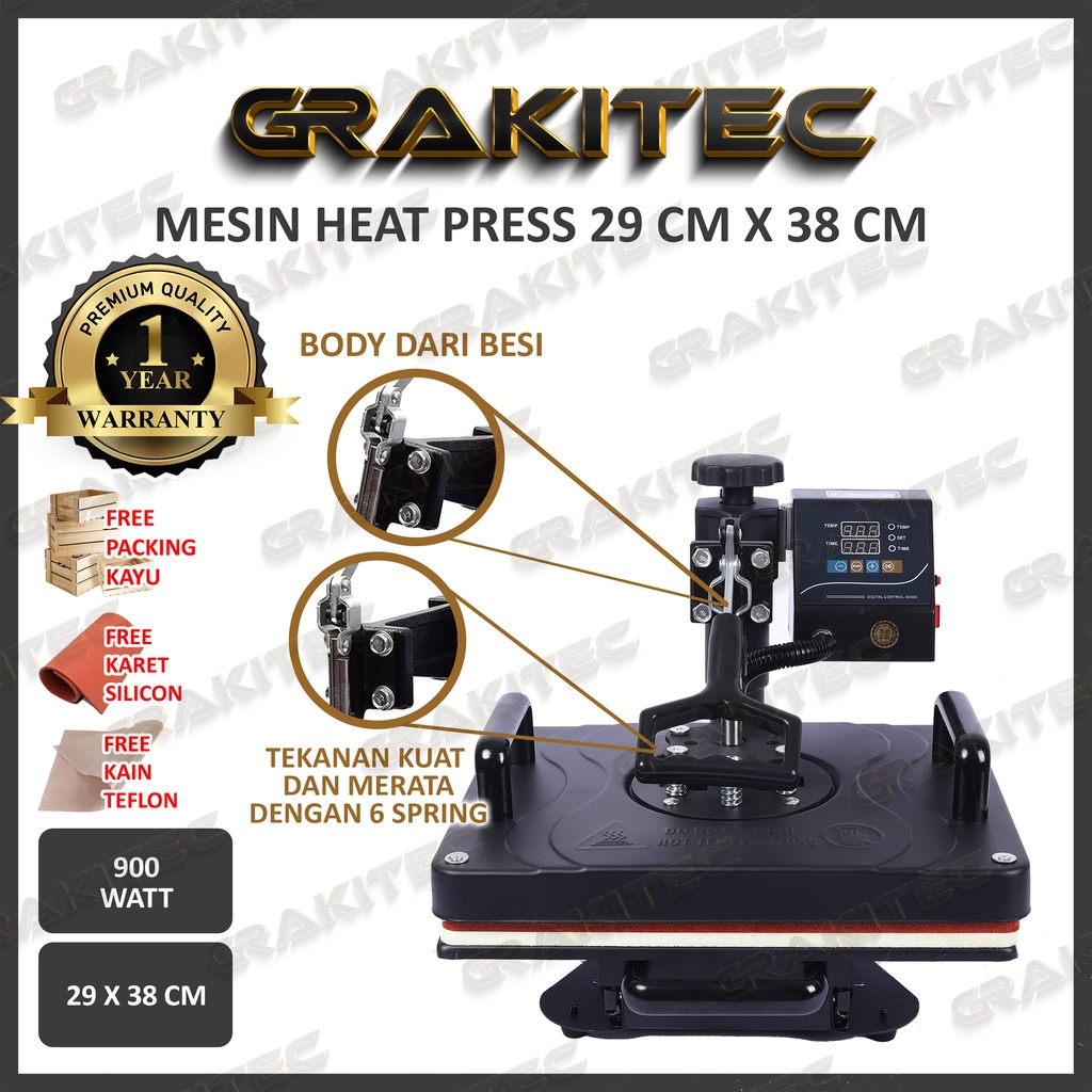 Mesin Heat Press 23x30 Sablon Kaos Digital Small Swing Heat Press