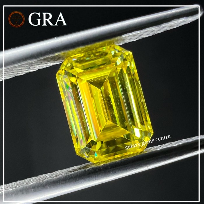 Permata Diamond Yellow Moissanite Sertifikat GRA Internasional