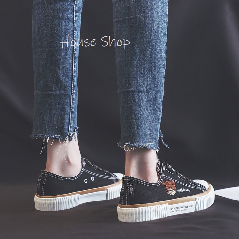 HS-0260 Sepatu Canvas Wanita Bear Fashion Tali Karet  Quality Premium Shoes Sneaker Casual Kanvas