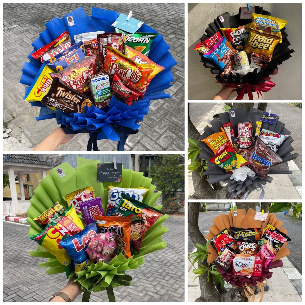 Buket snack / Bouquet Snack / Buket Makanan Murah / Hadiah Kado Wisuda